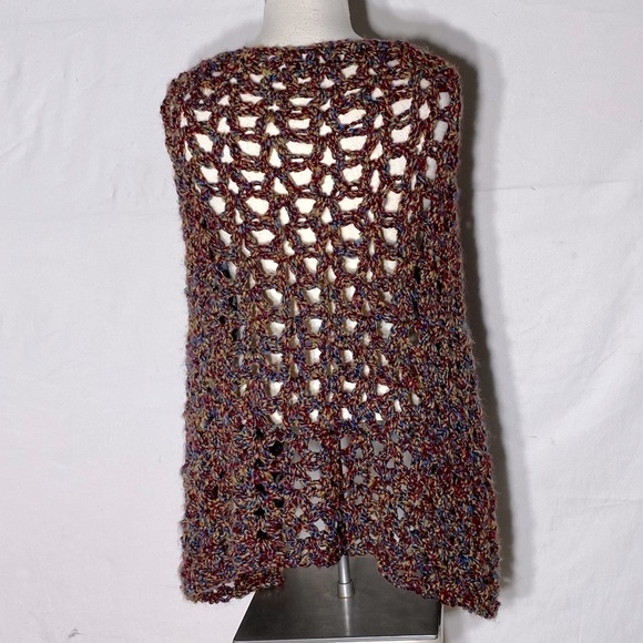 5/$25 Handmade Multicolour Yarn Open Knit Cape Style Poncho - Picture 4 of 11